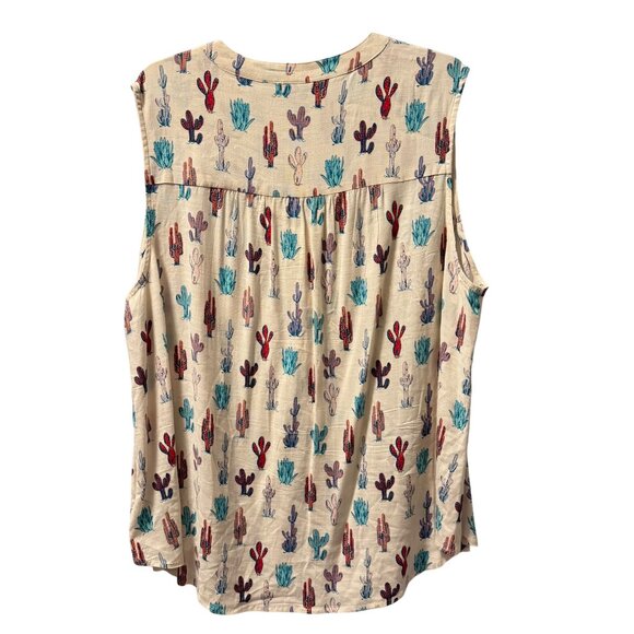 Torrid Sleeveless Cactus Print Blouse Top Size 1X ivory multi blouse - Picture 9 of 12